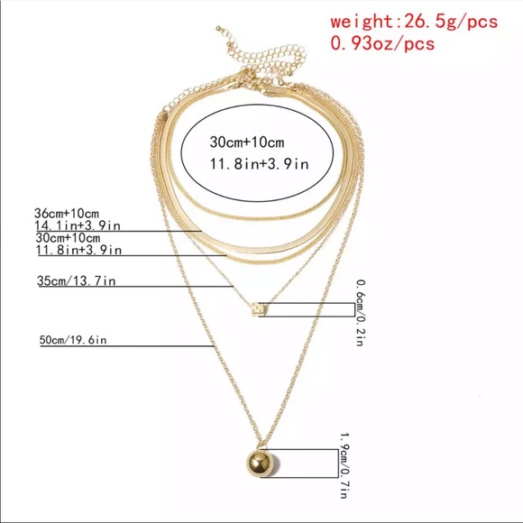 NEW 18K GOLD PUNK LAYERED LONG LINK CHAIN BEAD NECKLACE - Picture 7 of 8